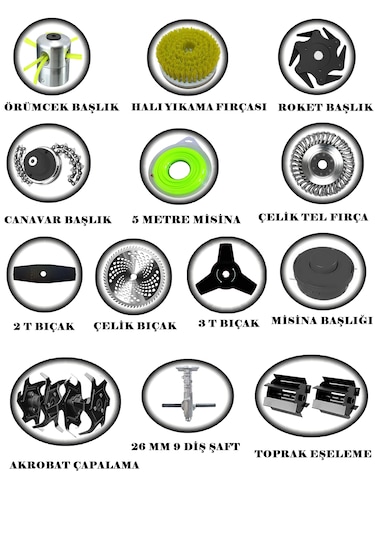 Eisenn German Black EIS RTX14 Pro Sırt Tırpan + Akrobat Çapalama + Toprak Eşeleme 14 Parça Full Set