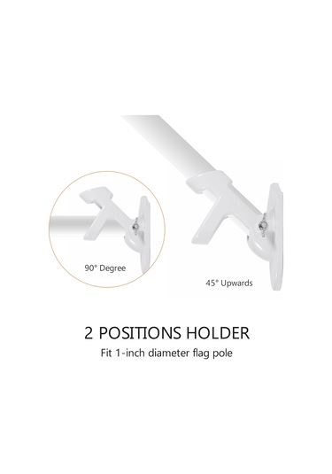 Monyee Alüminyum Bayrak Çubuklu Tutucu, 2.54 Cm Çap Uyumlu, Çift Konumlu, Kolay Kurulum, Beyaz Beyaz