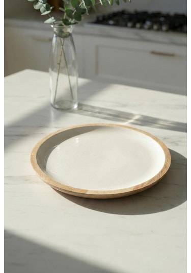 Mango Agacı Servis Tabağı & Sunum Tabağı 25 Cm Krem Çok Renkli