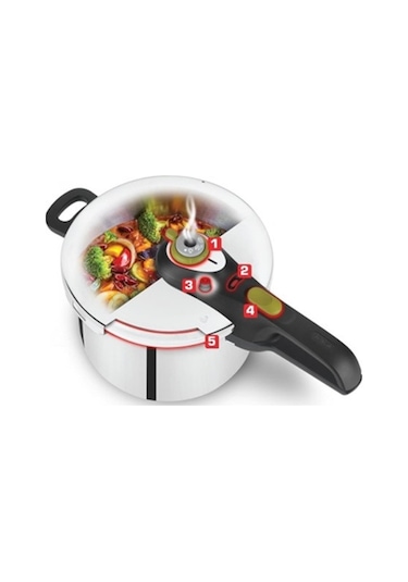 Tefal Secure 5 Neo 6 L Düdüklü Tencere Gümüş - Siyah