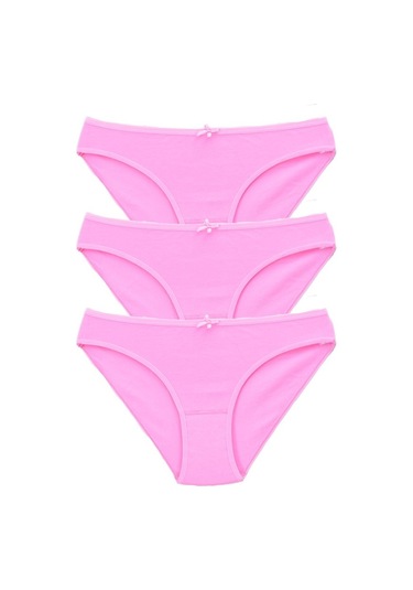 Kadın 3'Lü Paket Bikini Külot Pembe-Tek Ebat-Pembe