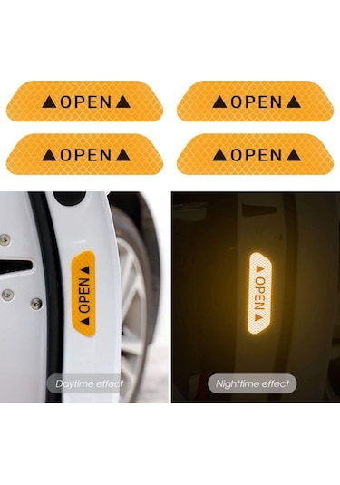 Araç Kapı Reflektör Çıkartmalar Gece Reflektörlü Uyarı Çıkartmaları Petekli Fosfor Sarı Reflektör