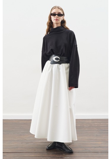 Yüksek Yakalı Oversıze Sweatshırt Siyah Siyah