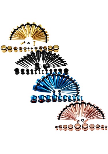 Homyl 36 Parça Kulak Göstergeleri Germe Kiti Fişler Konik 14g Siyah