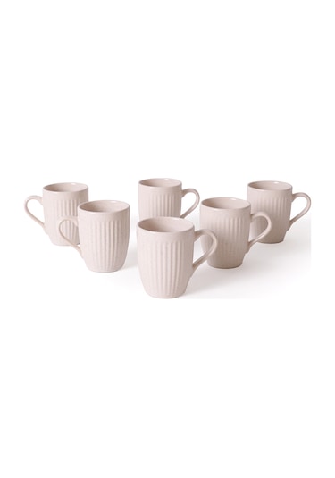 Keramika Reaktif Krem Bulut Line Kupa 9 Cm 6 Adet Q59