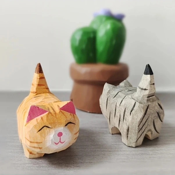 Trendooze Sunshine022 Gri Şişman Kedi Heykel Ev Dekorasyon Hediye