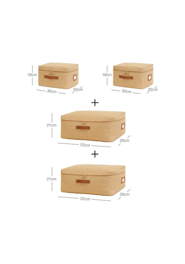 Ocean Home Textile 4'lü Jüt Hurç Set 2 Adet 30 x 22 x 18 / 2 Adet 52 x 28 x 21 cm