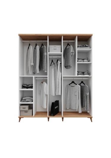 Bohem 5 Kapaklı Komple Mdf Gardırop - Elbise Dolabı