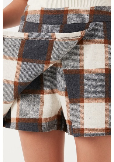 Lela Pamuk Karışımlı Regular Fit Kışlık Bayan Şort Etek 61100015 Gri