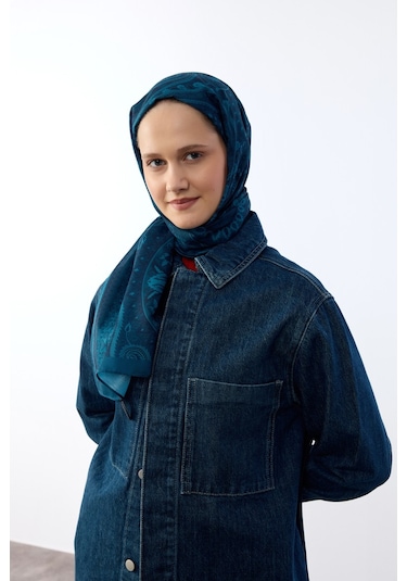 Mirsoy Scarf Mirayze Etnik Desen Şal Turkuaz