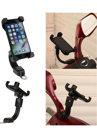 Juo Motosiklet Bisiklet Ayarlanabilir Ayna Bağlantılı Telefon Tutucu