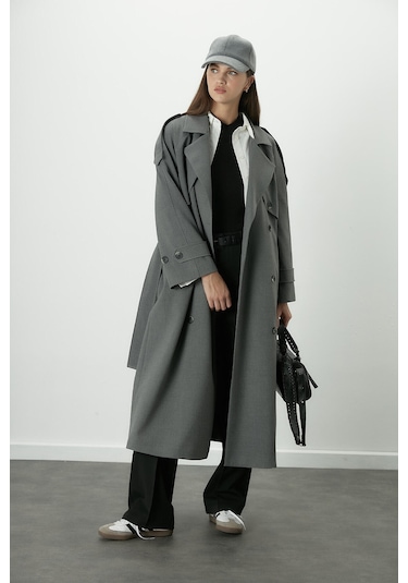 Manuka Premium Oversize Trençkot Gri
