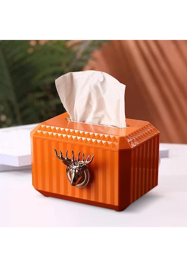 Suntek Tezgah Turuncu Peçete Kağıt Tutucu Geyik Kafası Heykel