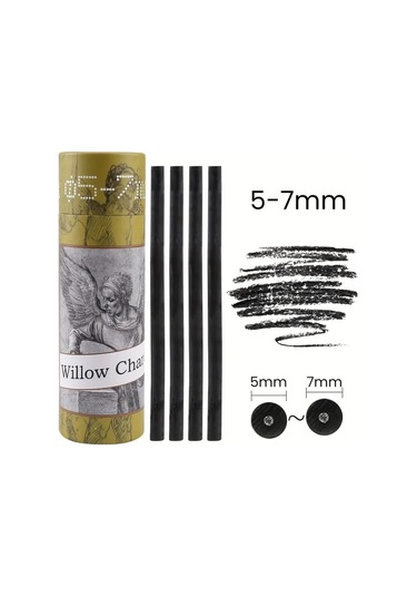 Eskiz Çizimi Ve Tonlama, Kara Kalem, Doğal Söğüt Kömürü Çubukları 5/7mm-25 Adet
