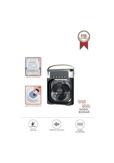 Toria F-17 Siyah Mini Taşınabilir Masaüstü Hava Nemlendirici Fan Vantilatör