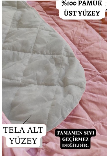 Alez Takımı %100 Pamuklu Sessiz 3 Parça Kapitoneli Yastık Alezli Pembe Tek Kişilik