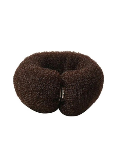 Kadın Naylon Saç Halkası Toka Düz Renk Uzun Şerit Şekli Donut Bun Saç Aksesuarları Kahverengi