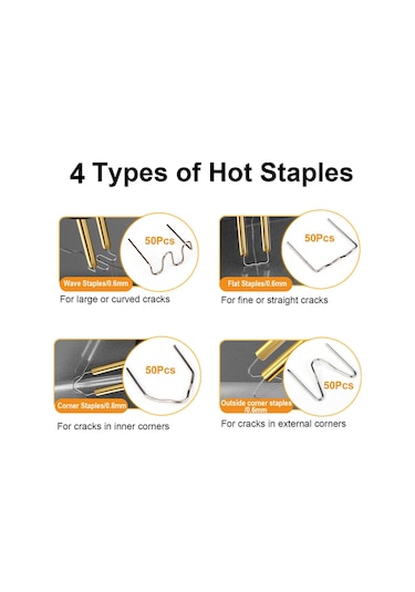 100w Plastik Kaynakçı, Sıcak Zımba Makinesi Araba Tampon Tamir Takımı, Pense, Bıçak, 200 Adet Flatouter