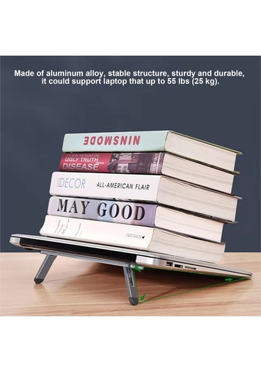 Skycity Alüminyum Notebook Standı: Soğutma Fonksiyonlu, Çevrilebilir, Yükseklik Artırıcı Masaüstü Tutucu Gri