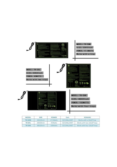 Sones 20 X 20in Su Geçirmez Fide Isıtma Pedi Sabit Sıcaklık Isıtma Pedi İngiltere Fişi 240v