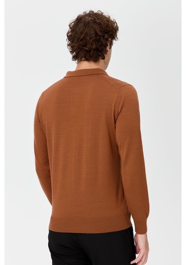 Erkek Basic Polo Yaka İnce Triko Kazak K.taba K.taba