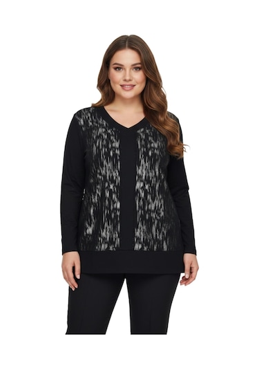 Wearon Kadın Siyah V Yaka Taşlı Bluz Bgl-st05148 Siyah