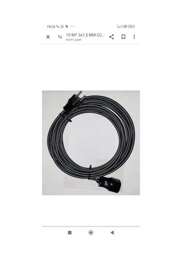 5 Metre 3 X 2.5 Mm Cca Ttr Kauçuk Seyyar Uzatma Kablosu