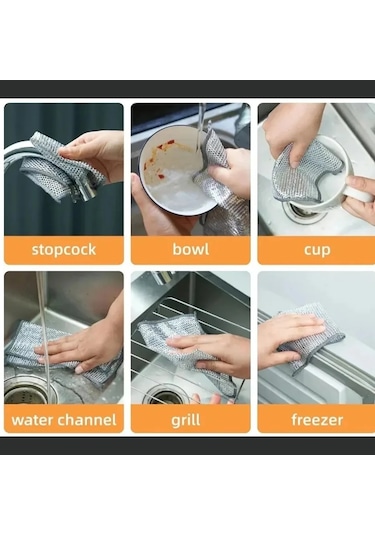 Mucit Home Çok Fonksiyonlu Çelik Tel Bulaşık Bej - Beyaz