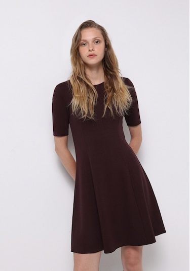 Colins Slim Fit Düz Kadın Bordo Kısa Kol Elbise Cl1076380 Q1.v1 Brd Bordo