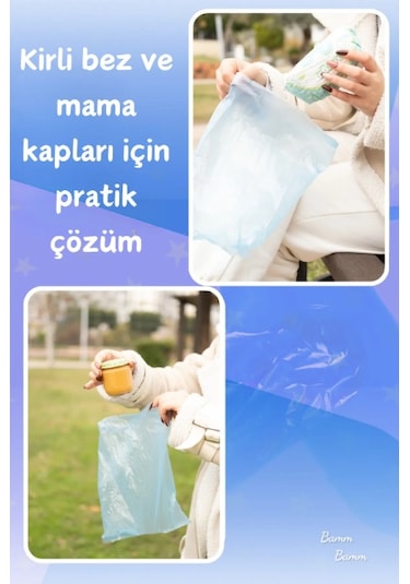 Bamm Bamm Çanta Boy Kirli Bebek Bezi Çöp Poşeti ve Taşıma Çantası (Mavi)