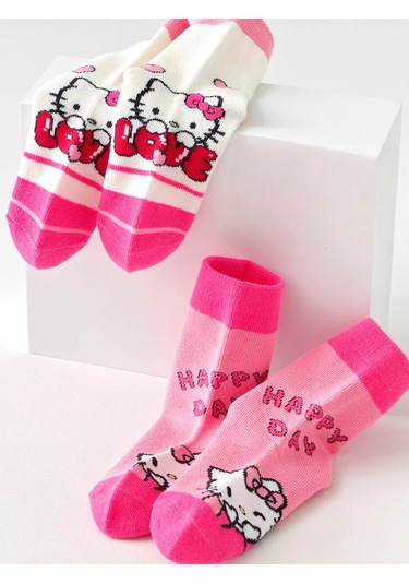 Hello Kitty Çocuk Yüksek Konçlu Hello Kitty Çoraplar 5 Çift 468315366 Pembe