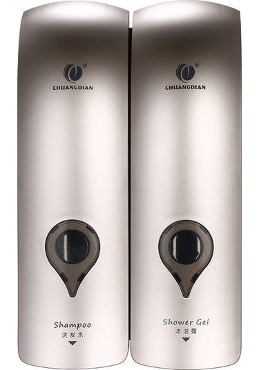 Leezsing Chuangdıan 300ml 2 Delme Yok Duvara Monte Çift Başlıklı Manuel Sabunluk Banyo Duş Jeli Sıvı Şampuan Dağıtıcı Tutucu--şampanya Altını