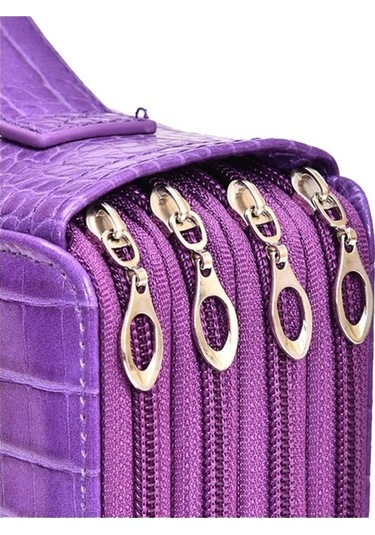 Willowhaven 200 Delik Pembe Timsah Desen Pu Kalem Çantası, Büyük Kapasiteli Sanat Boyama Kalem Saklama Torbası Pembe