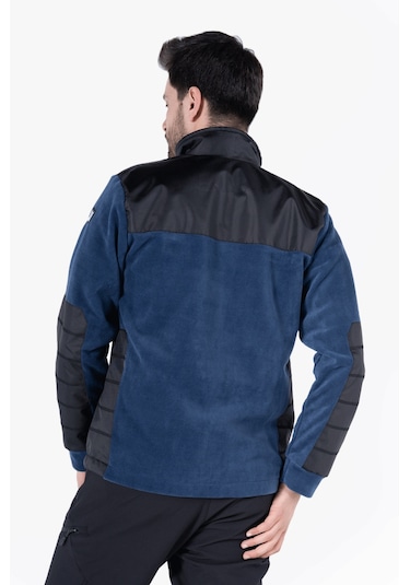 Omuz ve Dirsek Takviyeli Polar Ceket İndigo - Siyah