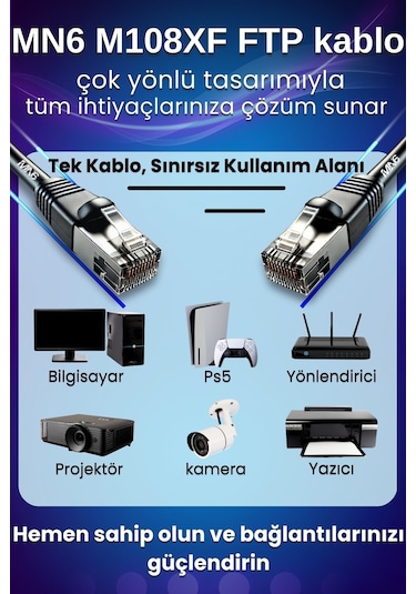Mn6 M108xf 450 Metre Internet Kablosu/ftp0.60mm Cat6 Iki Kat Korumalı/iç Dış Mekan/450m Ethernet Kablosu