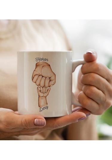 Bk Gift Kişiye Özel Baba-çocuk El Tasarımlı Kupa Bardak -1, Babaya Hediye, Yeni Doğum Hediyesi Kobitmeyencom30275 Bk Gift