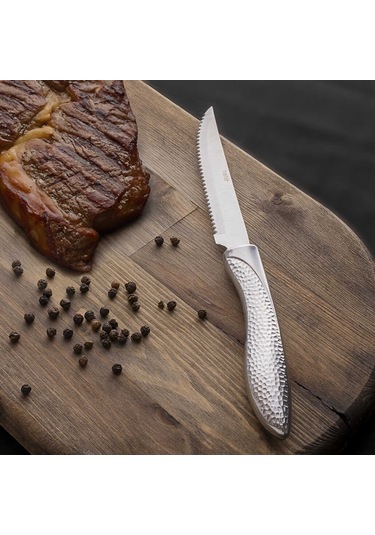 Nehir Yağız 23 Cm Steak Biftek Et Bıçağı Tekli Çelik Bıçak Gümüş