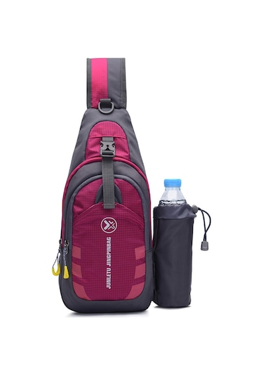 Gül Kırmızısı Açık Hava Eğlence Sporları Erkek Göğüs Çantası Çok Fonksiyonlu Omuz Çantası Seyahat Su Geçirmez Naylon Göğüs Çantası Bel Çantası Gül