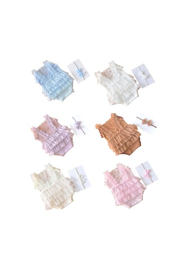 Bebek Fotoğraf Giysileri Dantel Romper Bowknot Saç Bandı Kıyafet Doğum Fotoğrafçılık Props Kostüm Giyim Bebek Tedarik Beyaz