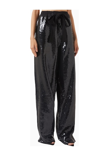 16arlington Ima Sequin - Embellished Pants, Lüks Payetli Şık Tasarım Pantolon Siyah