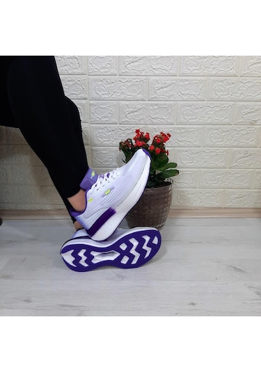 M.p 1674 Beyaz-mor Fuspetli Bayan Yürüyüş Dolgu Spor Ayakkabı 001