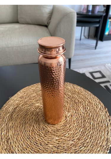 Dövme Desenli Bakır Matara - Termos - Suluk Bakır Su Şişesi Bakır