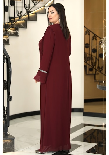 Raika Moda Sultan Büyük Beden Tesettür Abiye Bordo