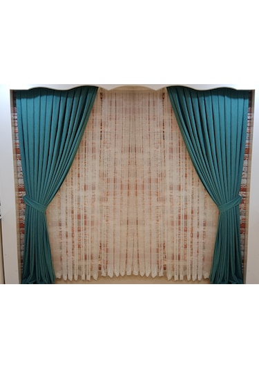 Çam Yeşili Renk Fon Kadife Perde Çift Kanat 1/3 Sık Pileli Dikim V-68 Çam Yeşili