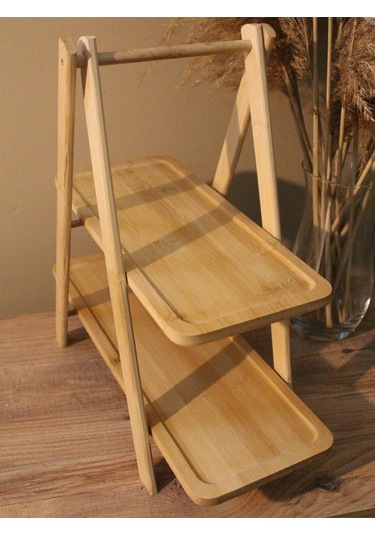 2 Katlı Bambu Çok Amaçlı Stant Sunum Organizer Diğer