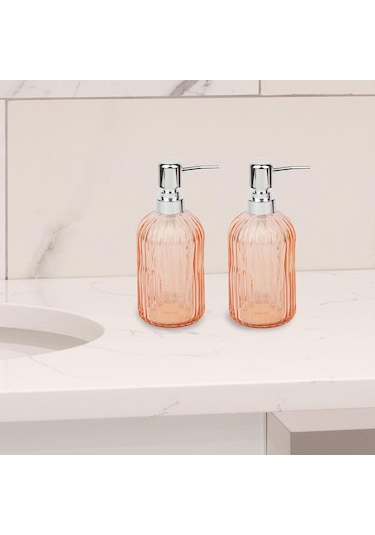 Suntek 2 Adet Cam Sabunluk Dispenseri Mutfak Çamaşır Turuncu Turuncu