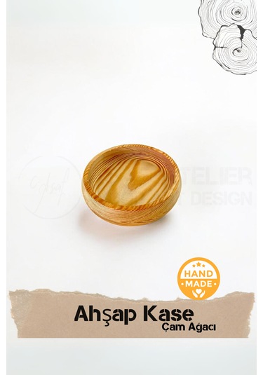 El Yapımı Çam Ağacı Ahşap Kase & Çerezlik 15 Cm