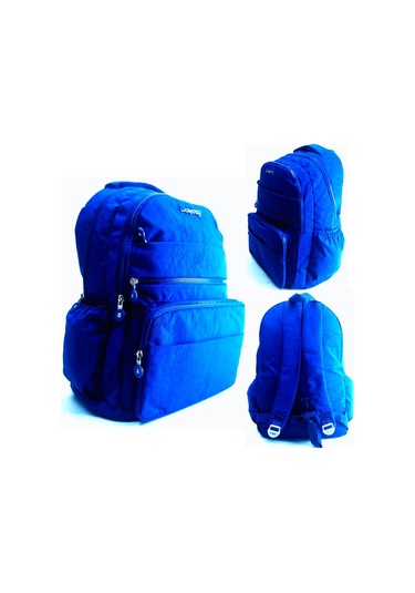 Krinkıl Kumaş Mavi Laptop Bölmeli Astarlı Okul Çantası Mavi