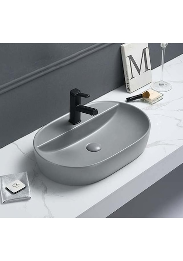 Puroser Letoon Gri Tezgah Üstü Çanak Lavabo