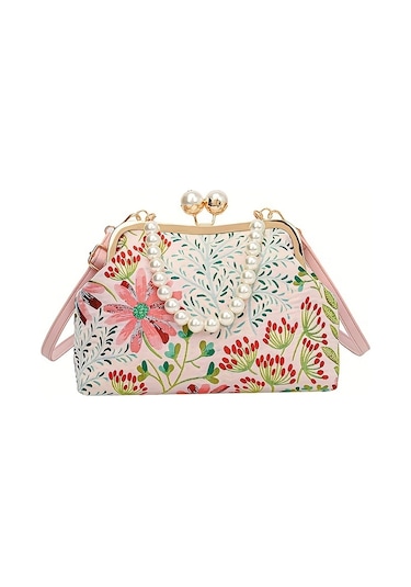 Zarif Çiçek Desenli Çapraz Çanta